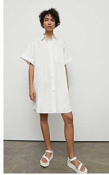 cotton poplin mini shirt dress