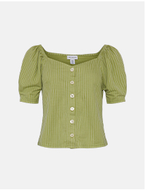 striped pique sweetheart neck top