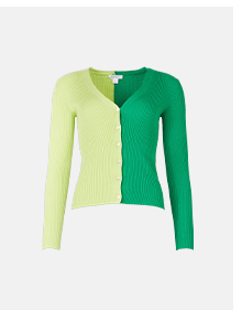 split colour block knit cardigan