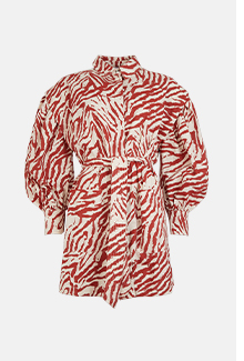 twill printed lip shoulder mini shirt dress