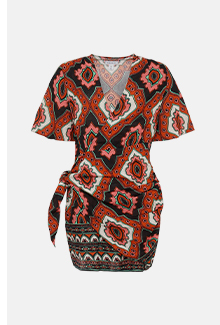 wrap ruched mini dress