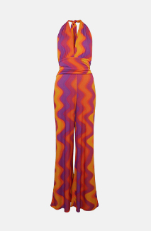 swirl stripe recycled halter neck jumpsuit