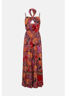 halter cut out wide leg jumpsuit