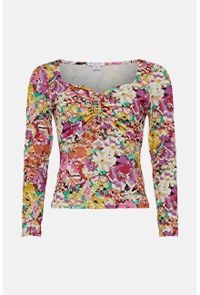 floral print recycled sweetheart neck top