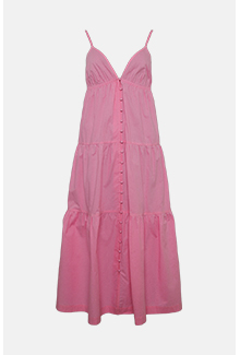 poplin strappy tiered midi dress
