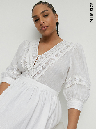 plus size lace embroidery midi dress