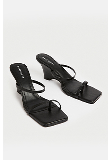 real leather double strap wedge