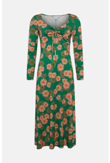 floral print recycled sweetheart neck dress