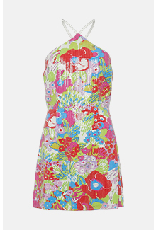 printed sequin mini dress in floral