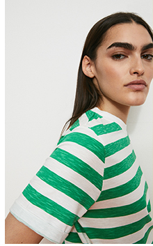 printed stripe slub crew neck t shirt