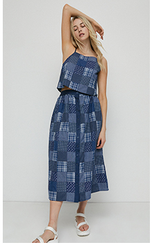 patchwork square neck cami top