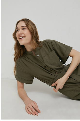 linen mix tie front playsuit