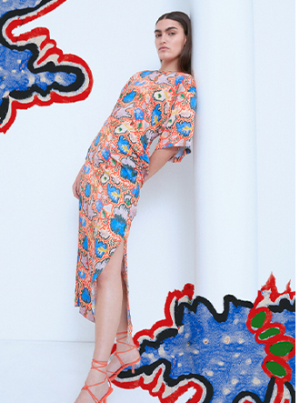 petite wh x the british museum the charles rennie mackintosh collection midi dress with side split