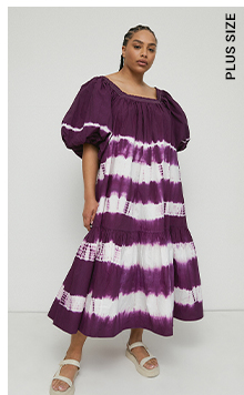 plus size tie dye cotton square neck midi dress