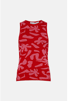 Abstract Floral Jacquard Knit Vest