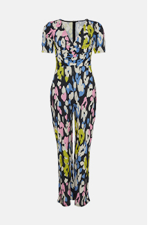 Printed Ruched Front Jumpsuit