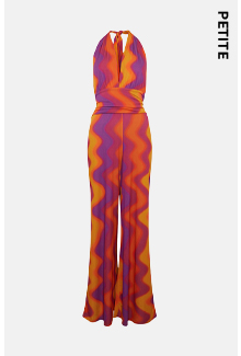 Petite Swirl Stripe Recycled Halter Jumpsuit