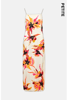 Petite Embellished Floral Midi Slip Dress