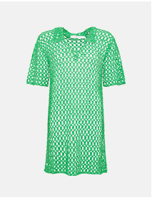 Crochet Polo Knit Shirt Dress