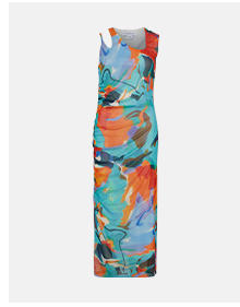 Cut Out Art Print Recycled Mesh Midi Dress