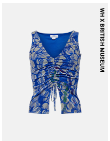 WH x The British Museum Ruched Front Mesh Top