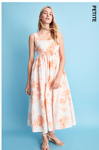 petite tie dye poplin empire line dress