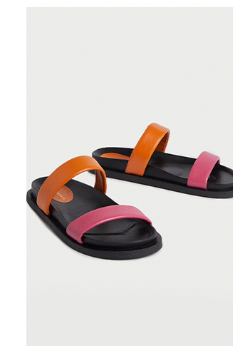 real leather double strap slip on sandal