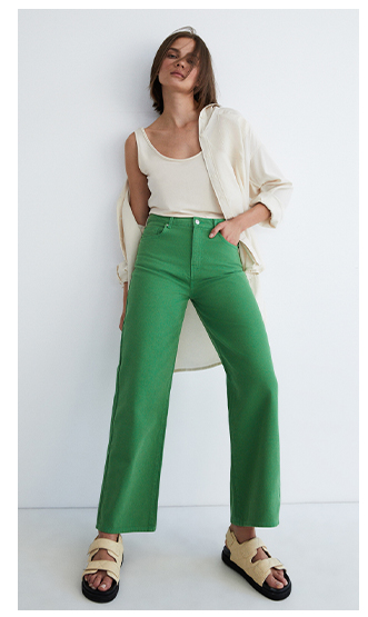 denim coloured wide leg jeans