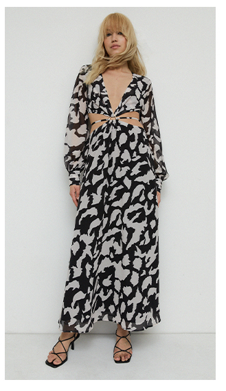 animal cut out buckle maxi dress