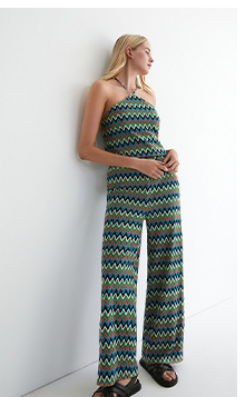 zig zag stripe wide leg trouser