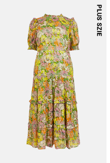 plus size floral sparkle frill tiered midi dress