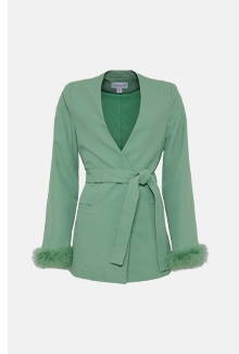feather trim jacket