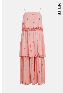 petite beaded cutwork cotton maxi dress
