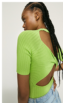 twist back ribbed knit top