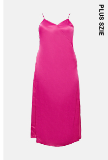plus size satin wrap ruched slip midi dress