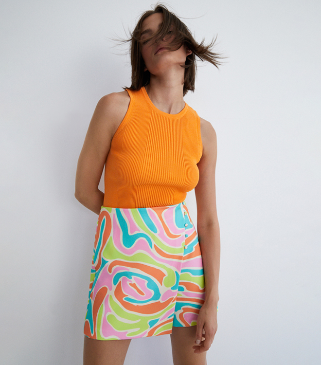 petite printed mini skort