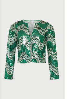 swirl printed sequin cardigan