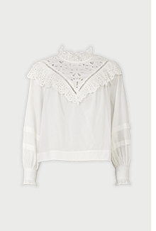 broderie frill and cutwork detail blouse