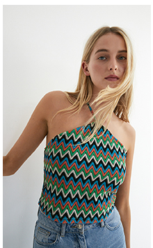 zig zag stitchy stripe halter neck top