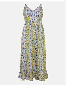 floral print mix cotton cami midi dress