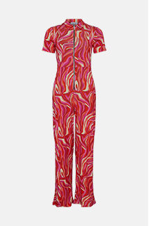 printed zip through jumpsuit