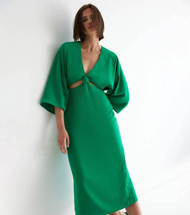 crepe knot cut out maxi dress