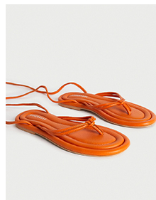 real leather thong strappy flat sandal
