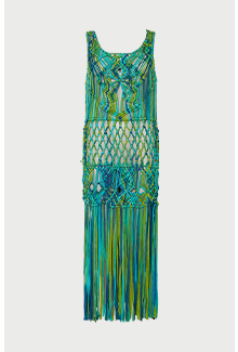 tie dye macrame knit dress