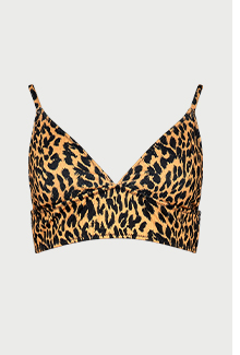 leopard ribbed banded triangle bikini top