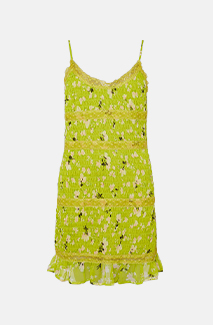floral shirred lace mini dress