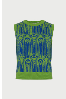 wave jacquard knit vest