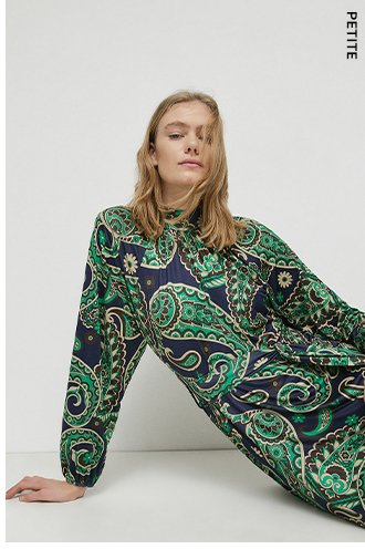 petite printed balloon sleeve midi dress
