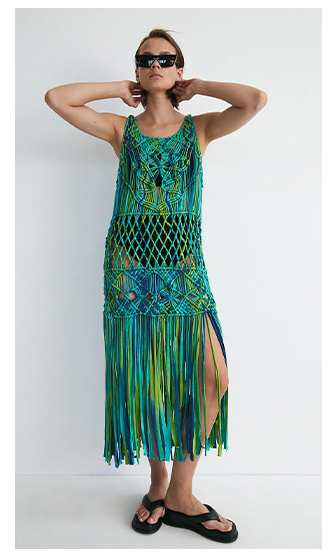 tie dye macrame knit dress