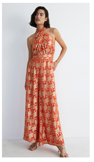 sparkle halter neck jumpsuit
